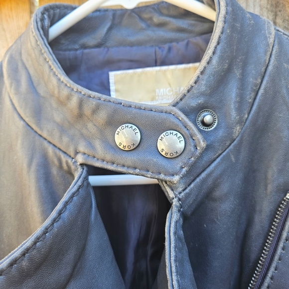 Michael Kors Distressed Leather Moto Jacket - Picture 3 of 13